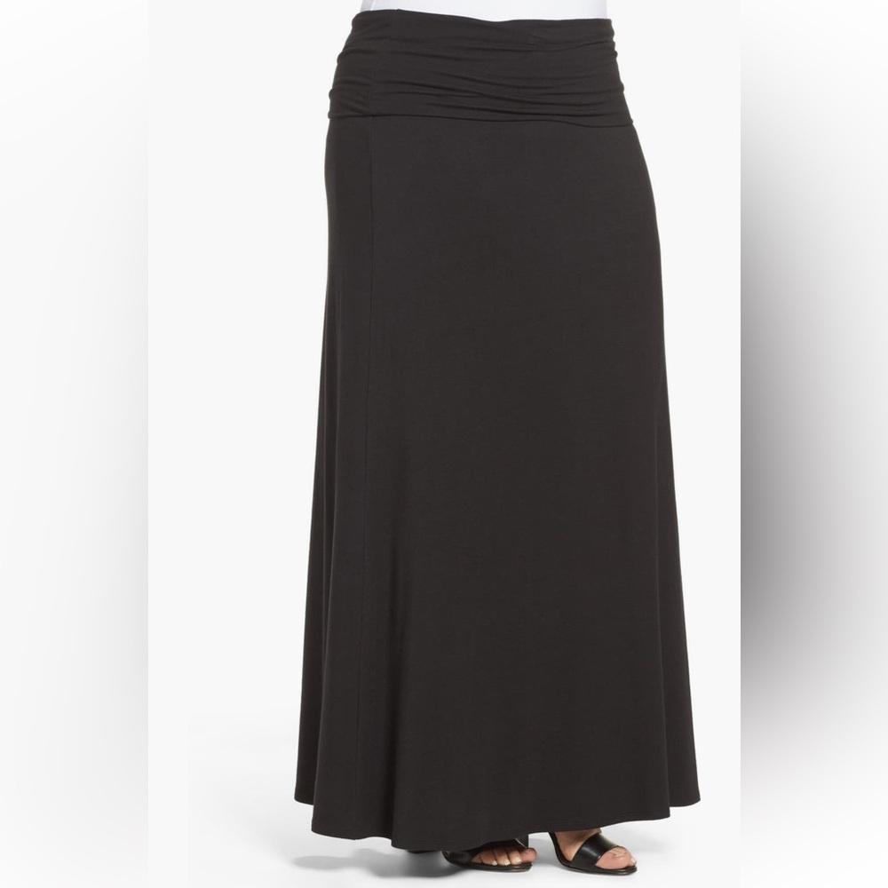 NWOT Loveappella Black Fold Over Maxi Skirt